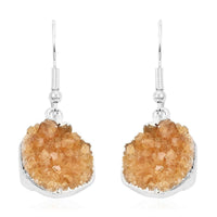 Citrine Earrings in Silvertone 9.50 ctw