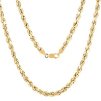 10K Yellow Gold 5.5mm Rope Chain Necklace 24 Inches 14.3 Grams