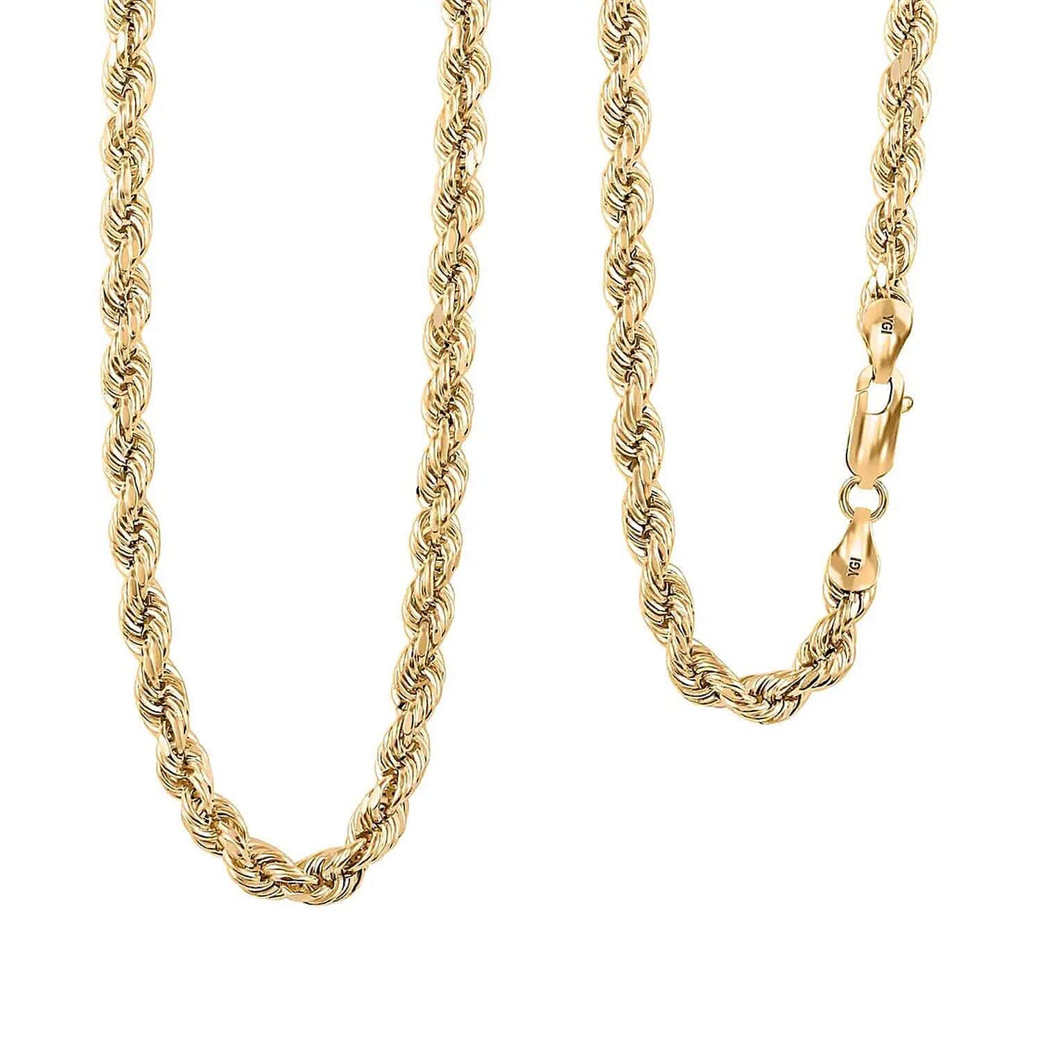 3.50mm Diamond-cut Rope Chain Necklace in 14K Yellow Gold 6.7 Grams 20 Inches