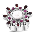 Sajen Silver Carved Bone and Multi Gemstone Ring in Sterling Silver (Size 10.0) 3.75 ctw - Sticky add to cart bar
