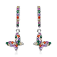 Simulated Multi Color Diamond Earrings in Rhodium Over Sterling Silver 0.80 ctw