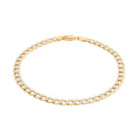 14K Yellow and White Gold Cuban Pave Chain Bracelet (8.00 In) 3.50 Grams
