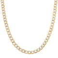 14K Yellow and White Gold Cuban Pave Chain Necklace 18 Inches 7.45 Grams - Sticky add to cart bar