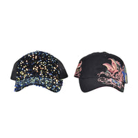 2pcs Set Cotton Embroidered and Polyester Sequin Cap