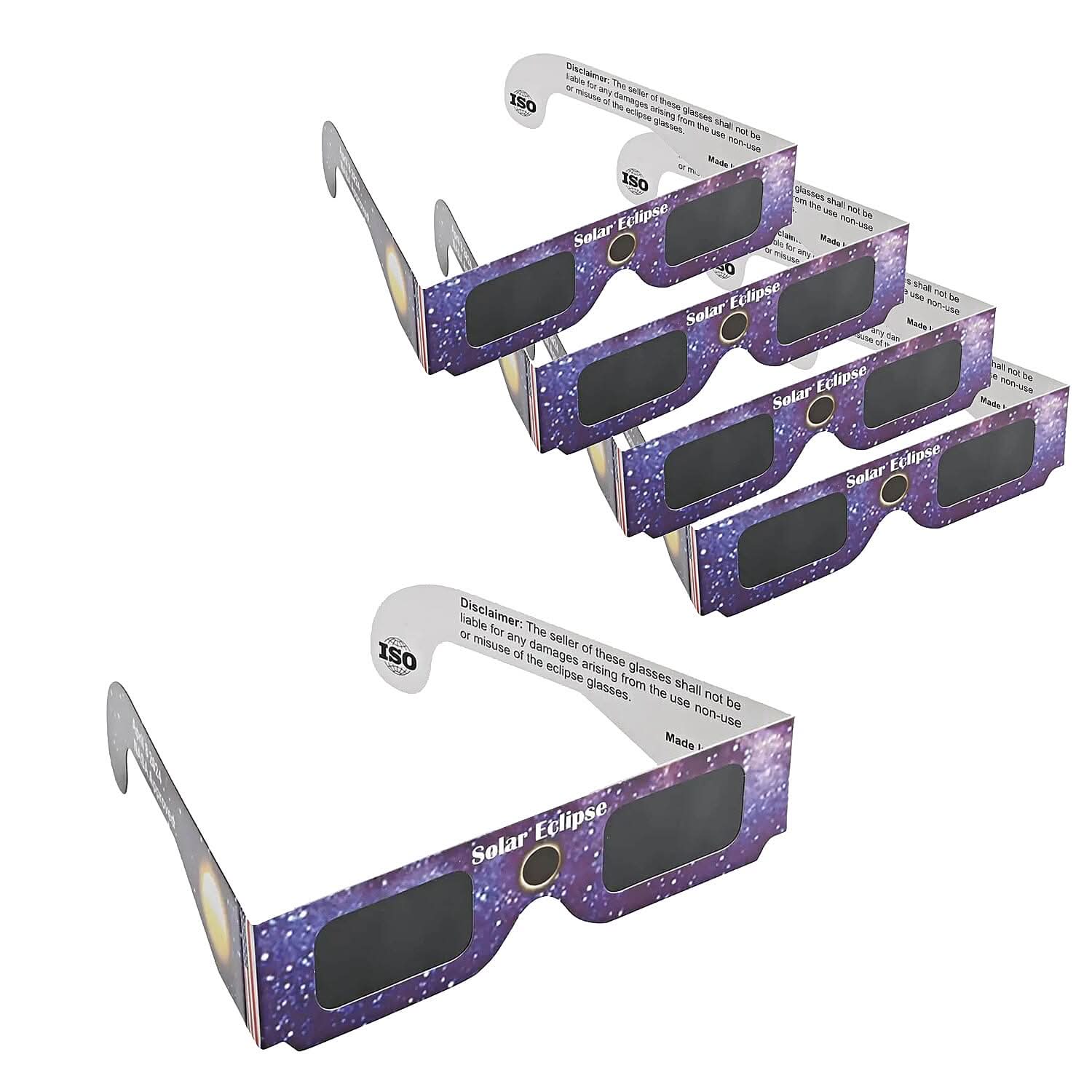 Set of 5 Solar Eclipse Viewing Glasses, Safe Shades for Direct Sun Viewing