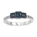 Venice Blue Diamond (12-I3) Cluster Ring in Platinum Over Sterling Silver (Size 10.0) 0.25 ctw - Sticky add to cart bar
