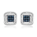 Venice Blue Diamond I1-I2 and White Diamond Stud Earrings in Platinum Over Sterling Silver 0.33 ctw - Sticky add to cart bar
