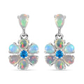 Ethiopian Welo Opal and Malgache Neon Apatite Floral Earrings - Sticky add to cart bar