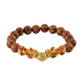 Feng Shui Gold Sandstone Beaded Pixiu Stretch Bracelet in Goldtone 81.00 ctw - Sticky add to cart bar