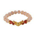 Feng Shui Galilea Rose Quartz Beaded Pixiu Stretch Bracelet in Goldtone 81.00 ctw - Sticky add to cart bar