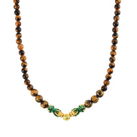 Feng Shui Black Obsidian Beaded Pixiu Necklace (18-20 Inches) in Goldtone 190.00 ctw