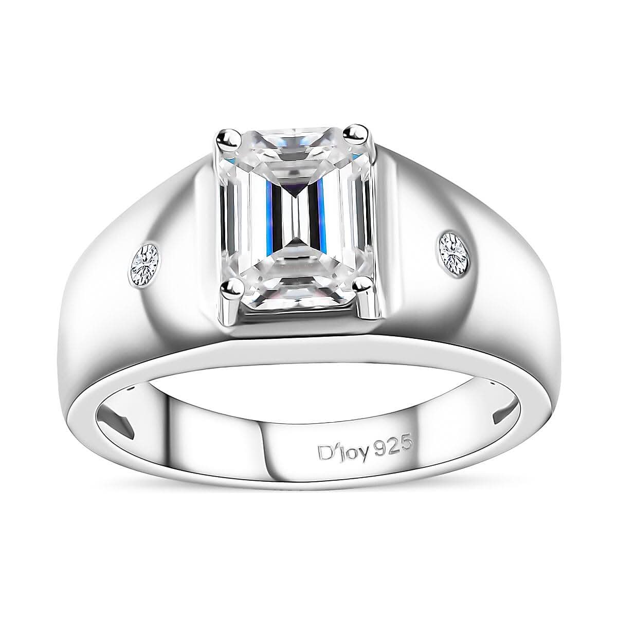 Moissanite Men's Ring in Platinum Over Sterling Silver (Size 11.0) 2.60 ctw (1)