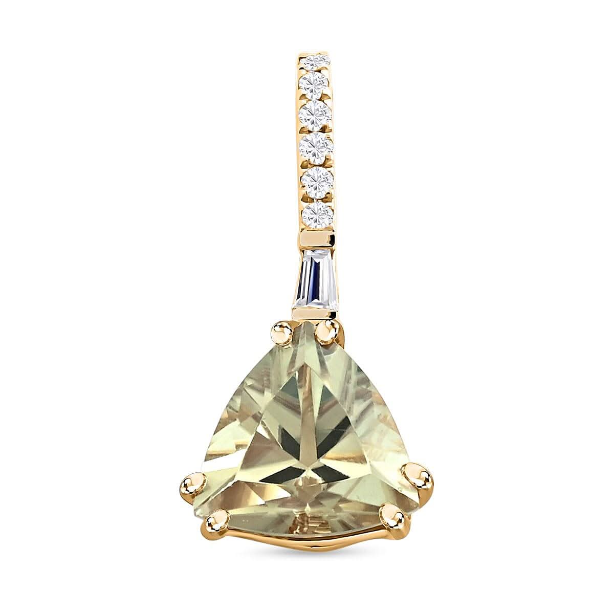Certified & Appraised Luxoro 14K Yellow Gold AAA Turkizite and I2 Diamond Pendant without Chain 1.95 ctw