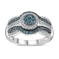 Venice Blue Diamond (I2-I3) and White Diamond Ring in Platinum Over Sterling Silver 0.75 ctw - Sticky add to cart bar