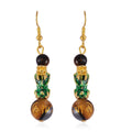 Feng Shui Tigers Eye Beaded Pixiu Earrings in Goldtone 25.00 ctw - Sticky add to cart bar