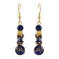 Feng Shui Lapis Lazuli Beaded Pixiu Earrings in Goldtone 25.00 ctw - Sticky add to cart bar