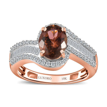 Luxoro 10K Rose Gold Premium Blush Tourmaline and G-H I2 Diamond Bypass Ring (Size 10.0) 1.60 ctw - Product card gallery slide 1 (9432050696447)