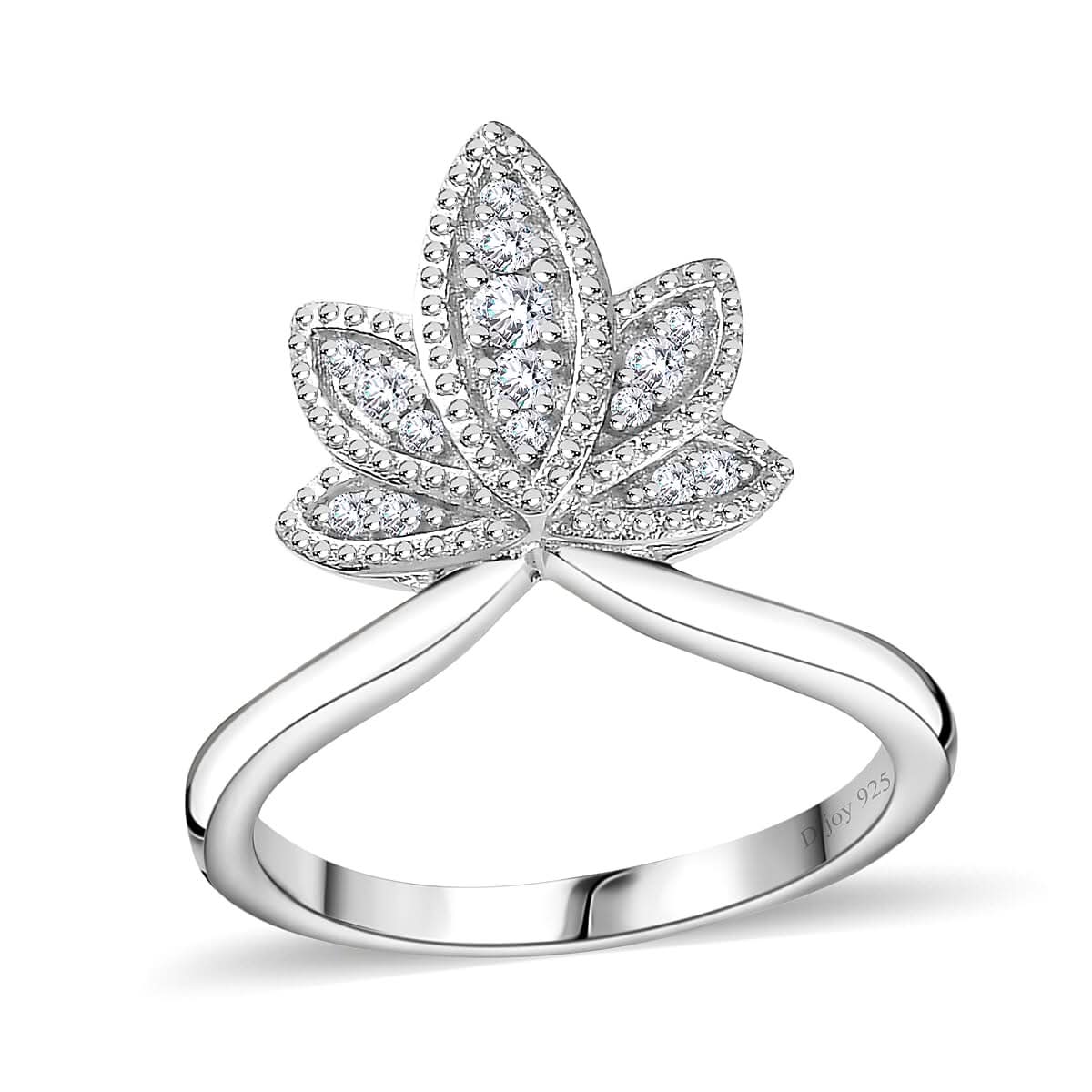 Moissanite Ring in Platinum Over Sterling Silver (Size 6.0) 0.20 ctw