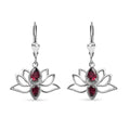 Orissa Rhodolite Garnet Lotus Flower Earrings in Sterling Silver 1.50 ctw - Sticky add to cart bar