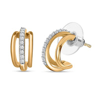 Moissanite Solitaire Multi Row Earrings in Vermeil YG and Platinum Over Sterling Silver 0.50 ctw