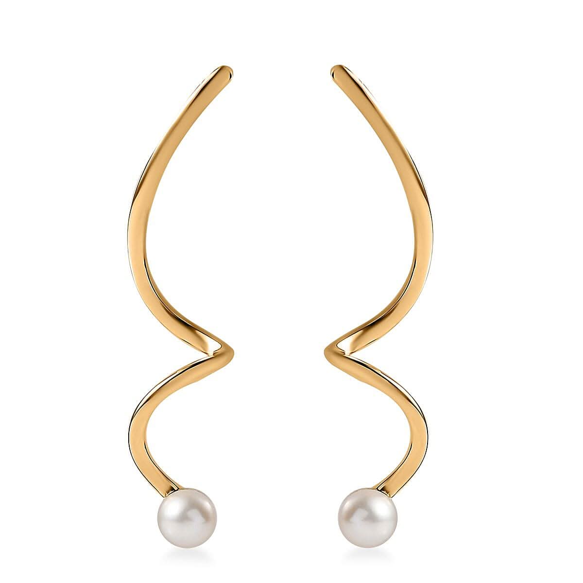 Freshwater Pearl Earrings in Vermeil Yellow Gold Over Sterling Silver