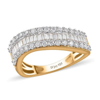 Moissanite Wave Ring in Vermeil YG Over Sterling Silver (Size 5.0) 1.00 ctw
