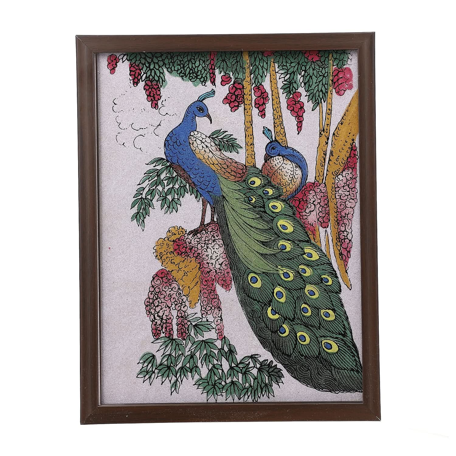 Handcrafted Gemstone Peacock Wall Painting (9"x7") (0.88 lbs)