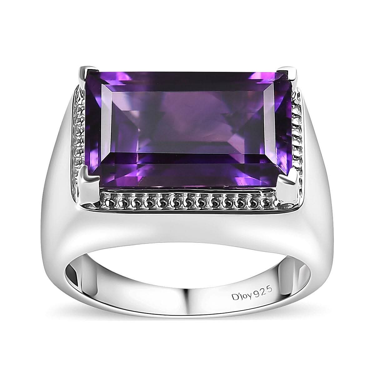 Premium Moroccan Amethyst Men's Ring in Platinum Over Sterling Silver (Size 10.0) 8.65 ctw
