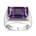 Premium Moroccan Amethyst Men's Ring in Platinum Over Sterling Silver (Size 10.0) 8.65 ctw - Sticky add to cart bar