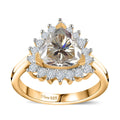 Moissanite (Trl 8mm) Halo Ring in Platinum Over Sterling Silver (Size 10.0) 2.25 ctw - Sticky add to cart bar