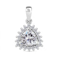 Moissanite (Trl 8mm) Halo Pendant in Platinum Over Sterling Silver 2.25 ctw - Sticky add to cart bar