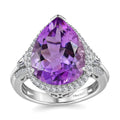 AAA Rose De France Amethyst and Moissanite Ring in Platinum Over Sterling Silver (Size 7.0) 8.50 ctw - Sticky add to cart bar