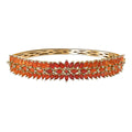 Shades of Fire Opal Fire Opal Floral Bangle Bracelet in Vermeil Yellow Gold Over Sterling Silver (7.25 In) 8.40 ctw - Sticky add to cart bar