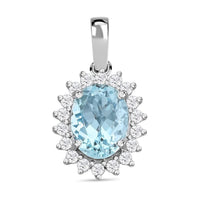 Certified & Appraised Iliana 18K White Gold AAA Santa Maria Aquamarine and SI Diamond Pendant without Chain 1.40 ctw