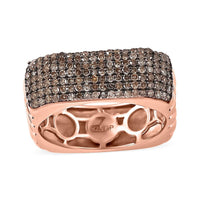 GP Natural Champagne Diamond Ring in Vermeil Rose Gold Over Sterling Silver (Size 10.0) 0.75 ctw