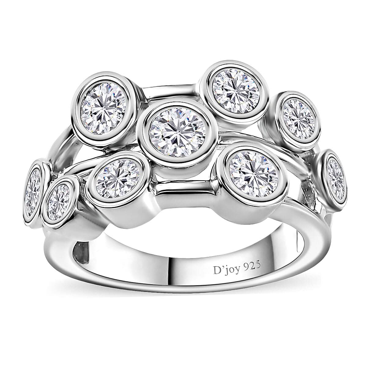 Moissanite Ring in Platinum Over Sterling Silver (Size 10.0) 1.50 ctw