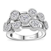 Moissanite Ring in Platinum Over Sterling Silver (Size 10.0) 1.50 ctw