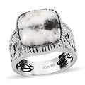 Artisan Crafted White Buffalo Solitaire Ring in Sterling Silver (Size 10) 8.40 ctw - Sticky add to cart bar
