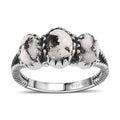 Artisan Crafted White Buffalo 3 Stone Ring in Sterling Silver (Size 10.0) 1.90 ctw - Sticky add to cart bar