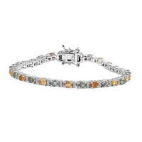 Multi Sapphire, White Zircon Bracelet in Platinum Over Sterling Silver (6.50 In) 7.10 ctw