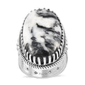 Artisan Crafted White Buffalo Solitaire Ring in Sterling Silver (Size 10.0) 25.25 ctw - Sticky add to cart bar