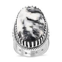 Artisan Crafted White Buffalo Solitaire Ring in Sterling Silver (Size 10.0) 25.25 ctw