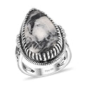 Artisan Crafted White Buffalo Solitaire Ring in Sterling Silver (Size 10.0) 23.50 ctw - Sticky add to cart bar