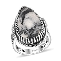 Artisan Crafted White Buffalo Solitaire Ring in Sterling Silver (Size 10.0) 23.50 ctw