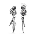 Artisan Crafted White Buffalo Feather Earrings in Sterling Silver 5.50 ctw - Sticky add to cart bar