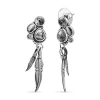 Artisan Crafted White Buffalo Feather Earrings in Sterling Silver 5.50 ctw
