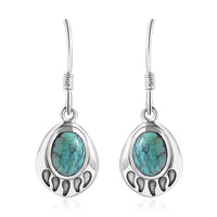 Artisan Crafted Blue Moon Turquoise Bear Paw Earrings in Sterling Silver 2.50 ctw