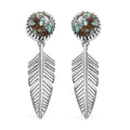 D'Joy Artisan Crafted Blue Moon Turquoise Feather Earrings in Sterling Silver 4.00 ctw - Sticky add to cart bar