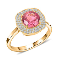 Certified & Appraised Iliana 18K Yellow Gold AAA Ouro Fino Rubellite, Diamond (G-H, SI) ( 0.29 cts) Ring (Size 10.0) 2.15 ctw