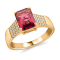 Certified & Appraised Iliana 18K Yellow Gold AAA Ouro Fino Rubellite and G-H SI Diamond Ring (Size 10.0) 5.50 Grams 2.20 ctw - Sticky add to cart bar